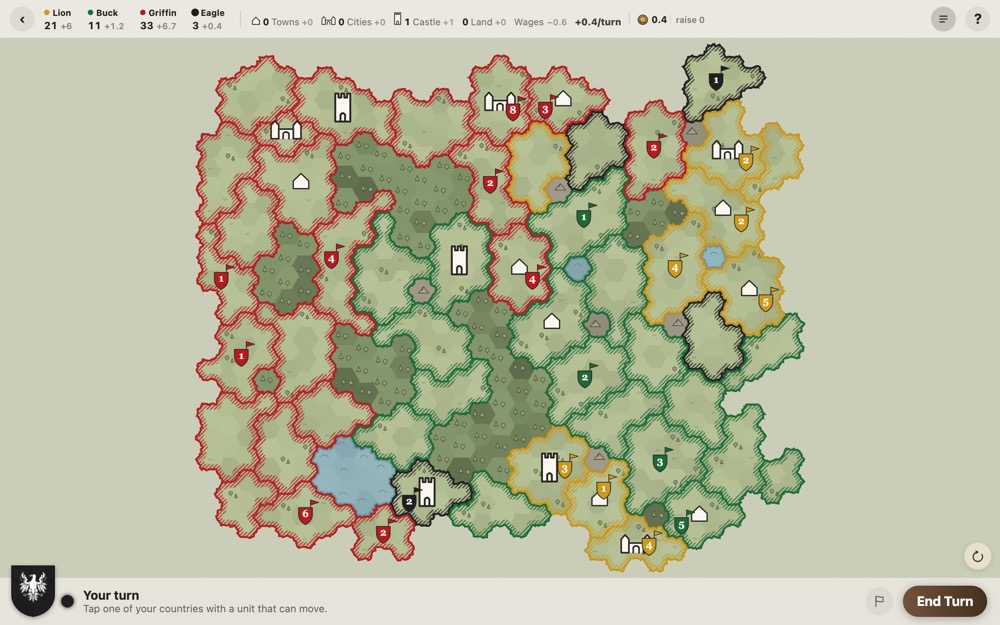 Crown and Hex game map on desktop